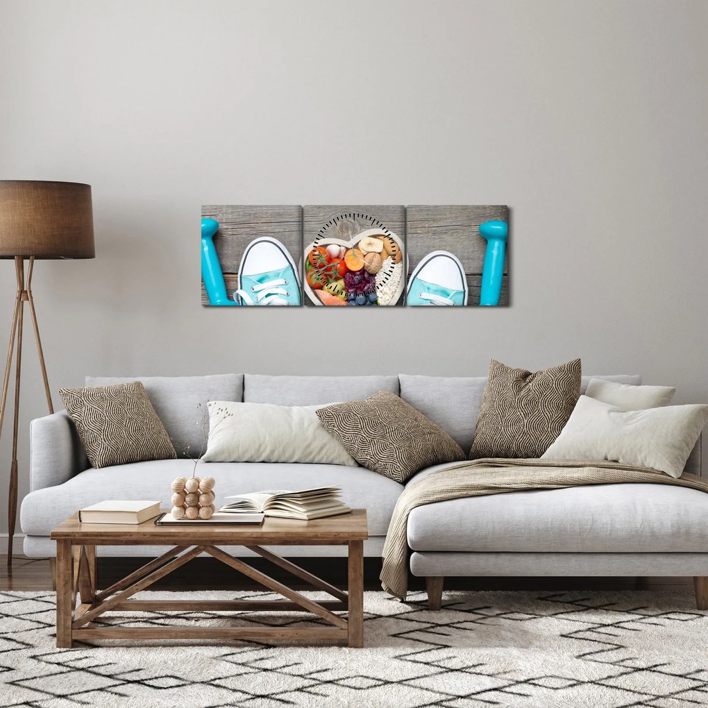 Obraz - Zdravá kondícia (s hodinami) (90x30 cm)
