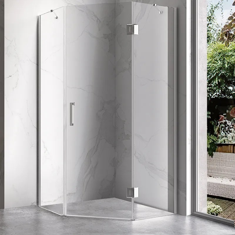 BPS-koupelny Päťuholníkový sprchový kút KZ10A 80x80 chróm/transparent - bez vaničky