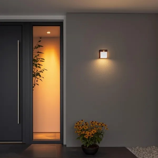 Brilagi-LED Vonkajšie nástenné svietidlo so senzorom TERNI LED/12W/230V čierna IP44