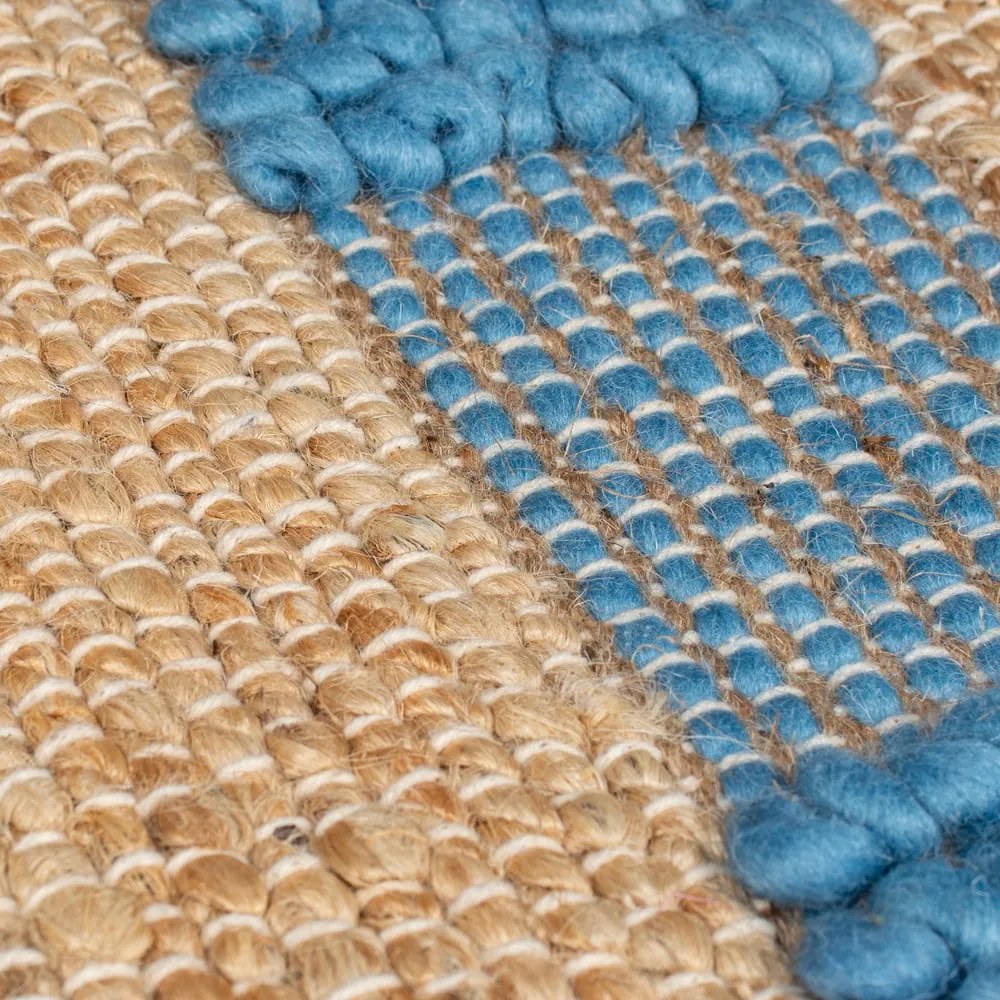 Ručne tkaný behúň s prímesou juty v modro-prírodnej farbe 60x230 cm Medina Jute – Flair Rugs