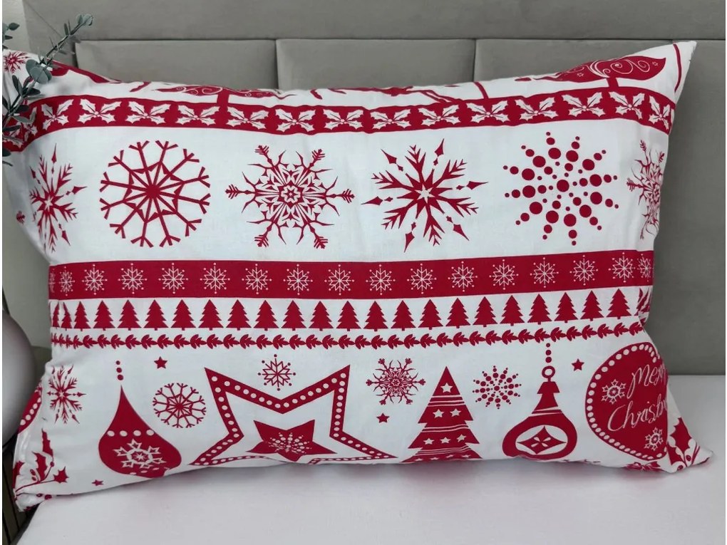 INTERMEDIC SK Vianočná bavlnená obliečka na vankúš Merry Christmas červená 45x65 cm