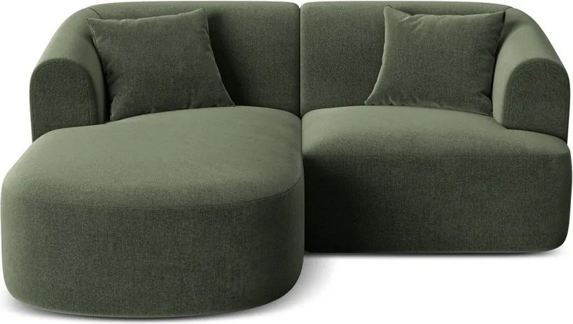 Zelená zamatová rohová pohovka (ľavý roh/s leňoškou) Campi – Cosmopolitan Design