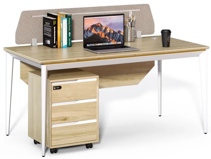 Kancelársky stôl s kontajnerom Houseland Profit Max 01 1608 dub/biely