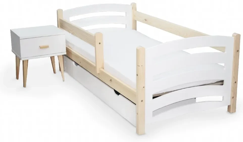 Detská posteľ MELA 80 x 160 cm biela/borovica Rošt: Bez roštu, Matrac: Matrac EASYSOFT 8 cm