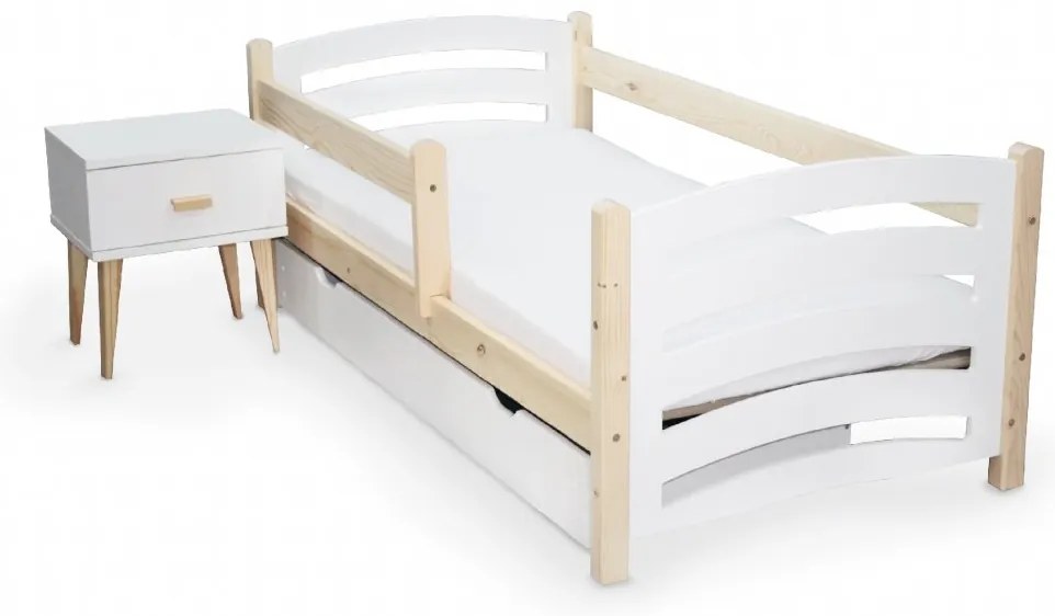 Detská posteľ MELA 80 x 160 cm biela/borovica Rošt: S lamelovým roštom, Matrac: Bez matraca