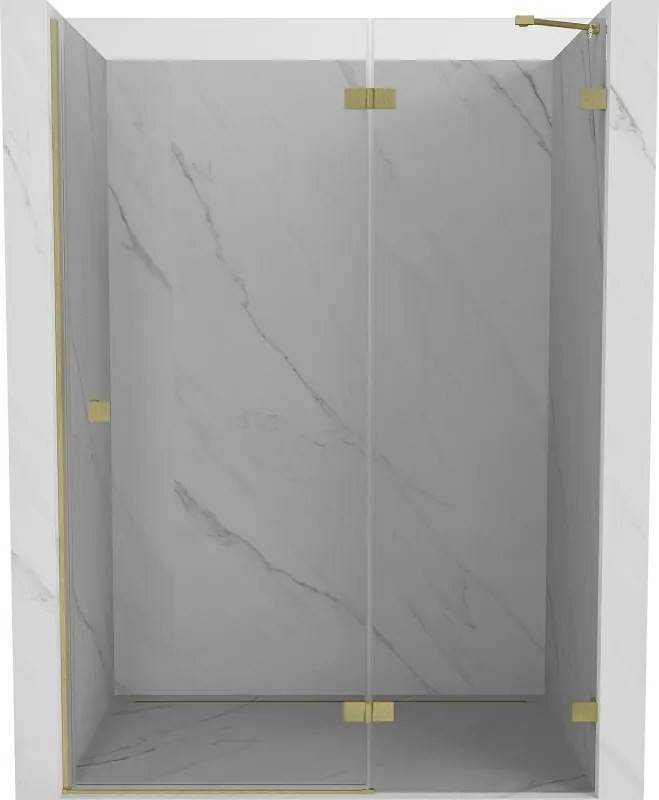 Mexen, Mexen Lunar pravé otočné sprchové dvere 130 cm, transparentné, brúsené zlato - 834-130-000-55-00-P