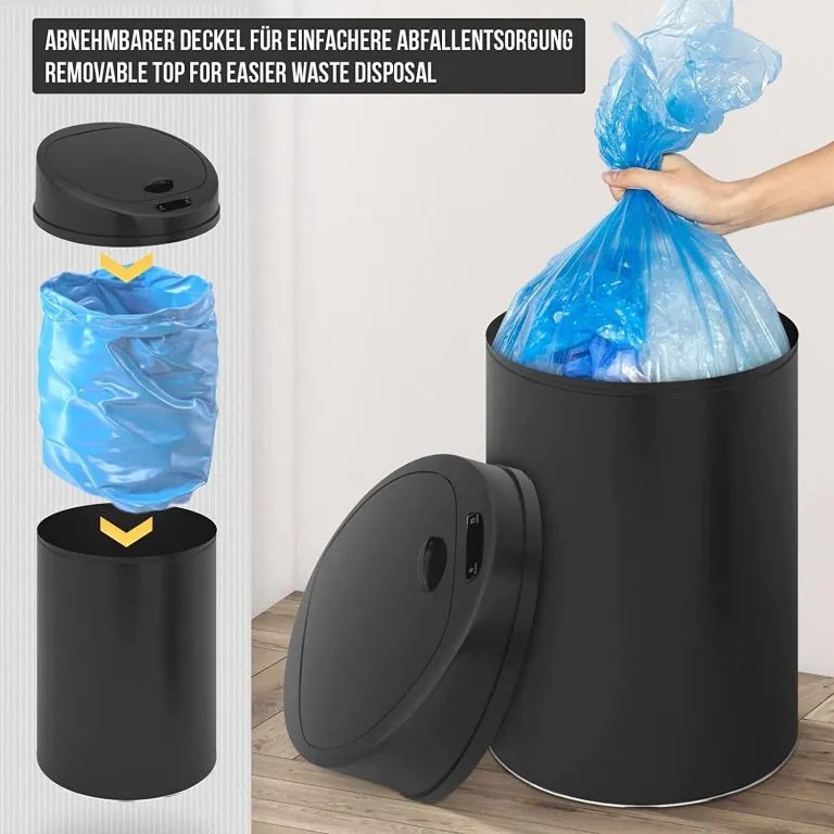 JAGO Bezdotykový odpadkový kôš so senzorom, 60 l, čierna
