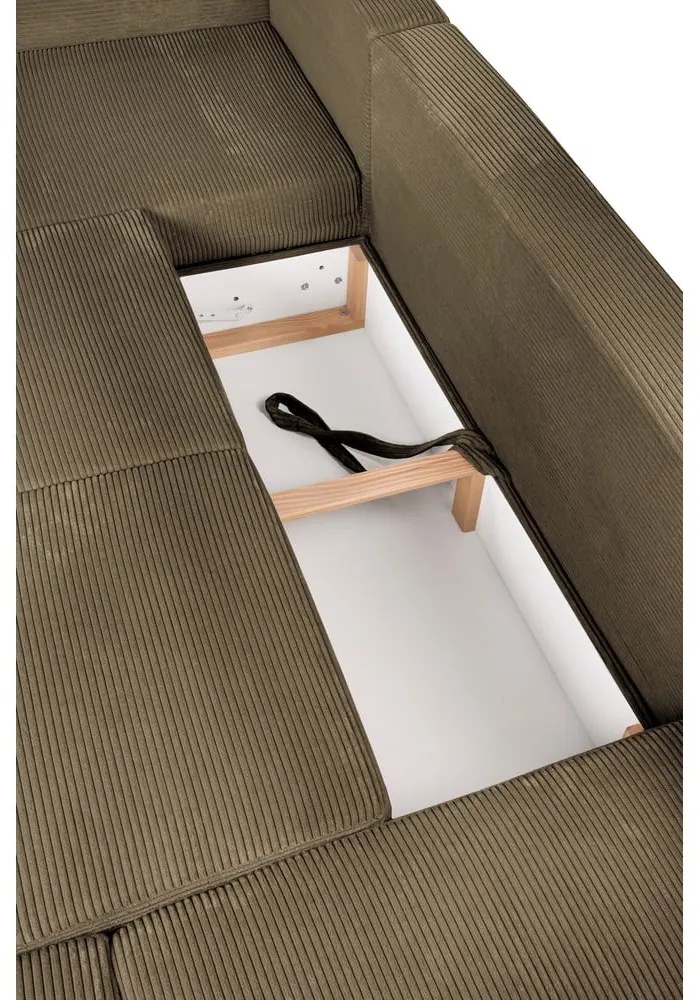 Zelená menčestrová rozkladacia rohová pohovka (pravý roh/do tvaru "U") Tori – Bonami Selection