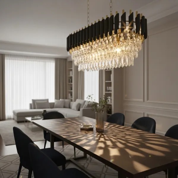 Brilagi - Luster na reťazi ECLIPSE 10xE14/10W/230V 78x28 cm čierna/zlatá