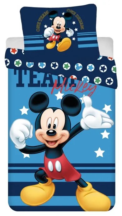 Súprava obliečok Mickey "Team" + plyšová hračka Mickey