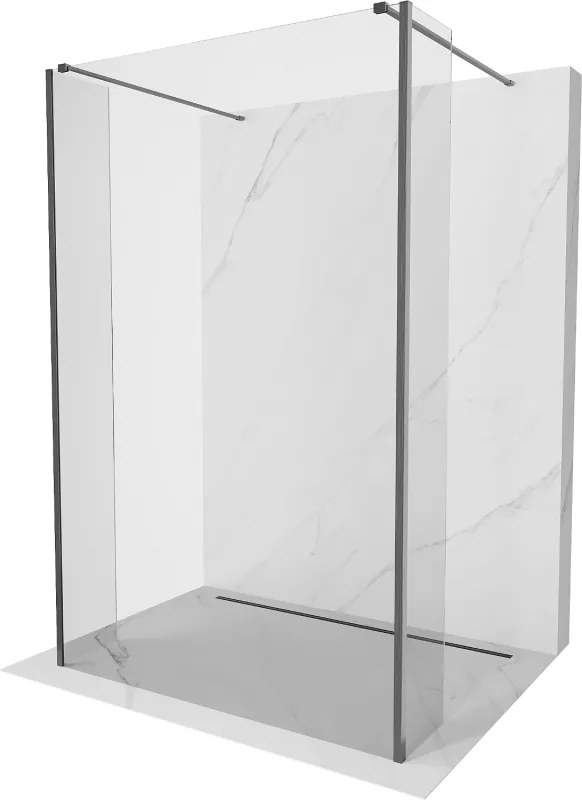 Mexen Kioto voľne stojaca sprchová stena 105 x 30 x 30 cm, transparentná, brúsená gun gray - 800-105-030-222-66-00-030