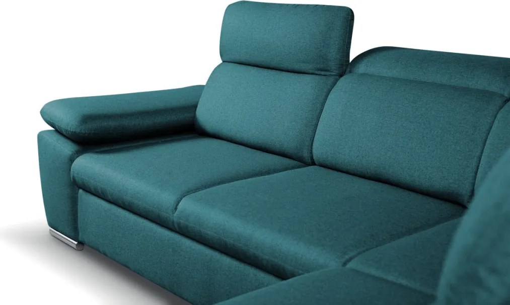 Rohová sedačka Aldon, petrolejová štruktúrovaná látka, pravý roh