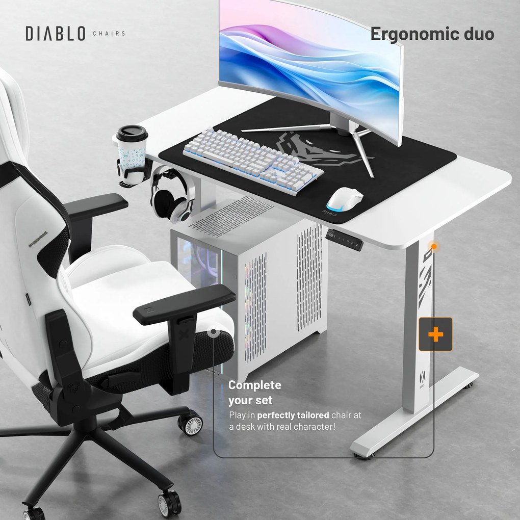 Výškovo nastaviteľný stôl Diablo X-Tensio 1100 biely