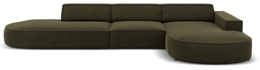 Zelená zamatová rohová pohovka (pravý roh) Jodie - Micadoni Home