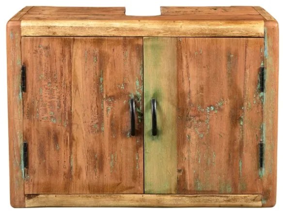 furniture-nabytek.cz - Masívna skrinka pod umývadlo Calcutta z recyklovaného dreva, lakovaná, viacfarebná – 70×35×50 cm