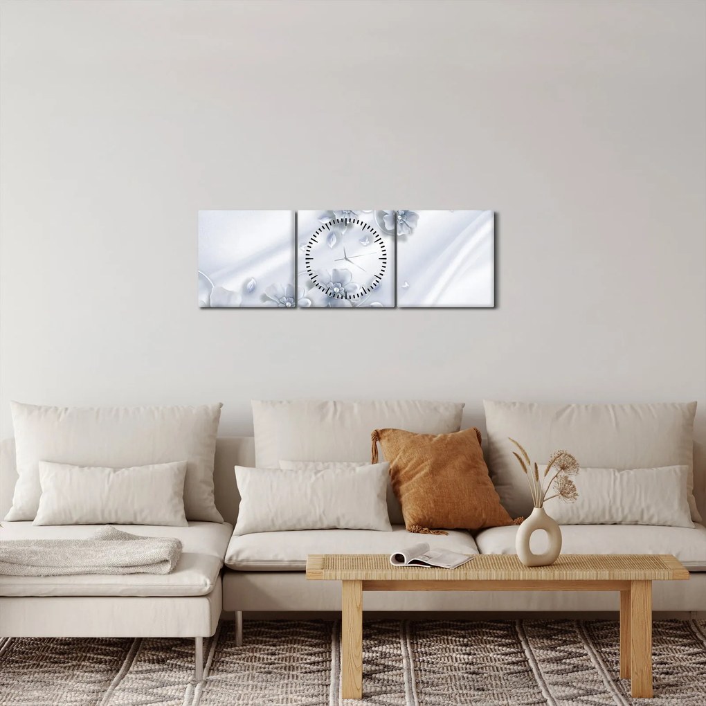 Obraz - Kvetinový dizajn (s hodinami) (90x30 cm)