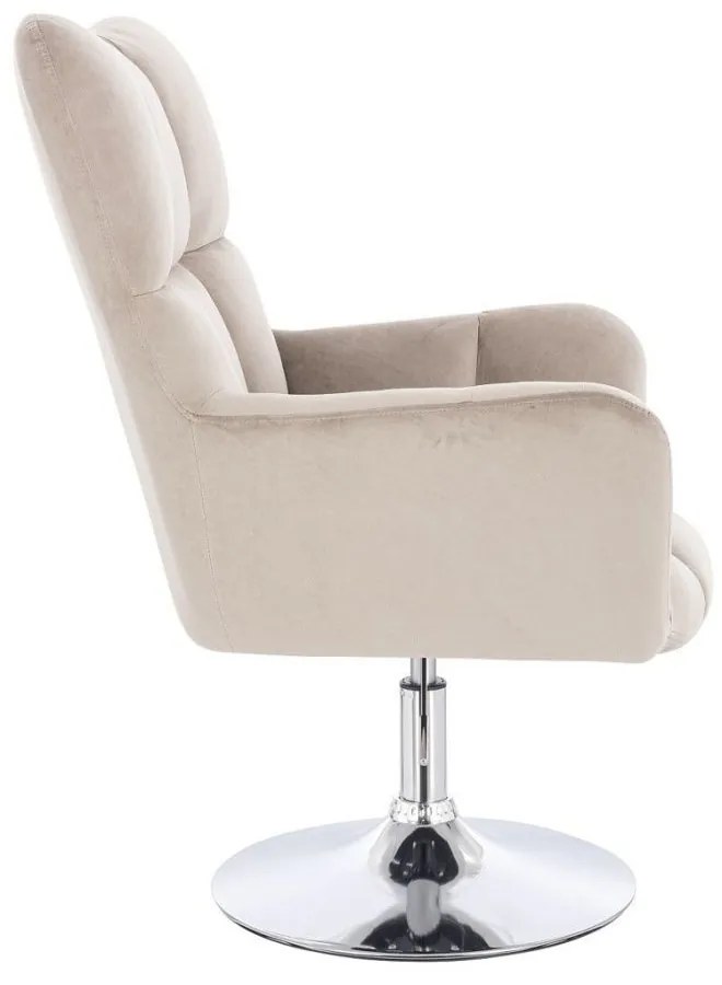 LuxuryForm DESIGN Otočné kreslo AURORA VELUR na striebornom tanieri - latte