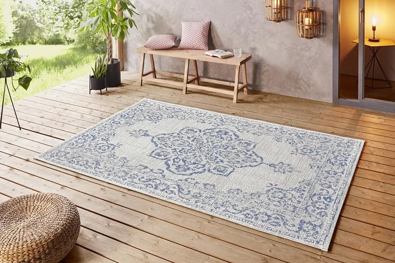 NORTHRUGS - Hanse Home koberce Kusový koberec Beach 103853 Cream / Blue – na von aj na doma - 160x230 cm