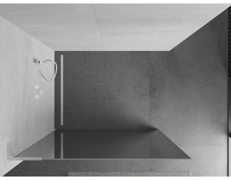 Mexen Kioto L, sprchová zástena Walk-In 70 x 200 cm, 8mm sklo vzor zrkadlo, biely profil, 800-070-103-20-50