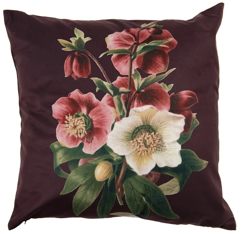 Vínový obliečka na vankúš s kvetmi - 45*45 cm