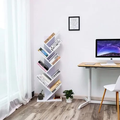 VASAGLE Knižnica v tvare stromu, 8 úrovní LBC11WTV1 – biela