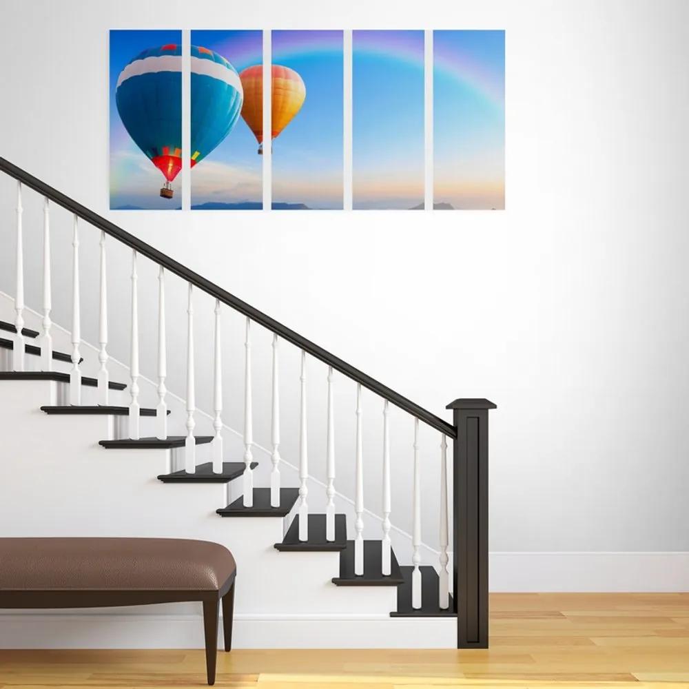 5-dielny obraz dobrodružné balóny - 100x50