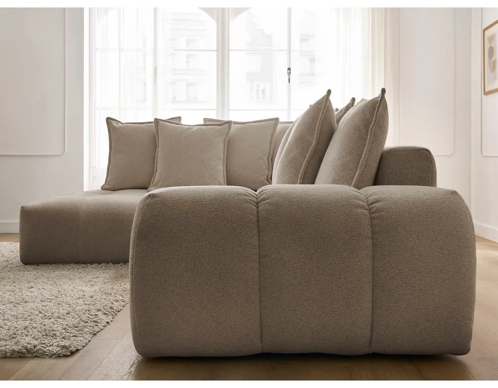 Taupe ženilková rozkladacia/s úložným priestorom rohová pohovka (ľavý roh/do L) Everest – Bobochic Paris