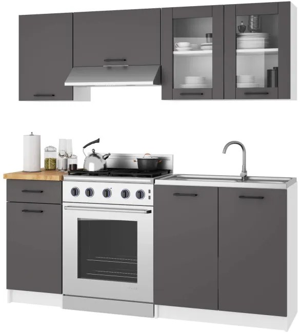 Horná kuchynská skrinka OLIWIA W80 H580 biela / sivá