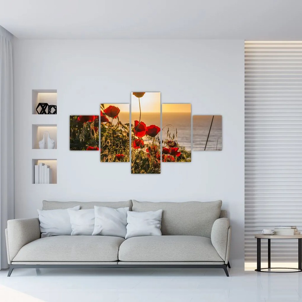 Obraz západu slnka s vlčími makmi (125x70 cm), 40 ďalších rozmerov