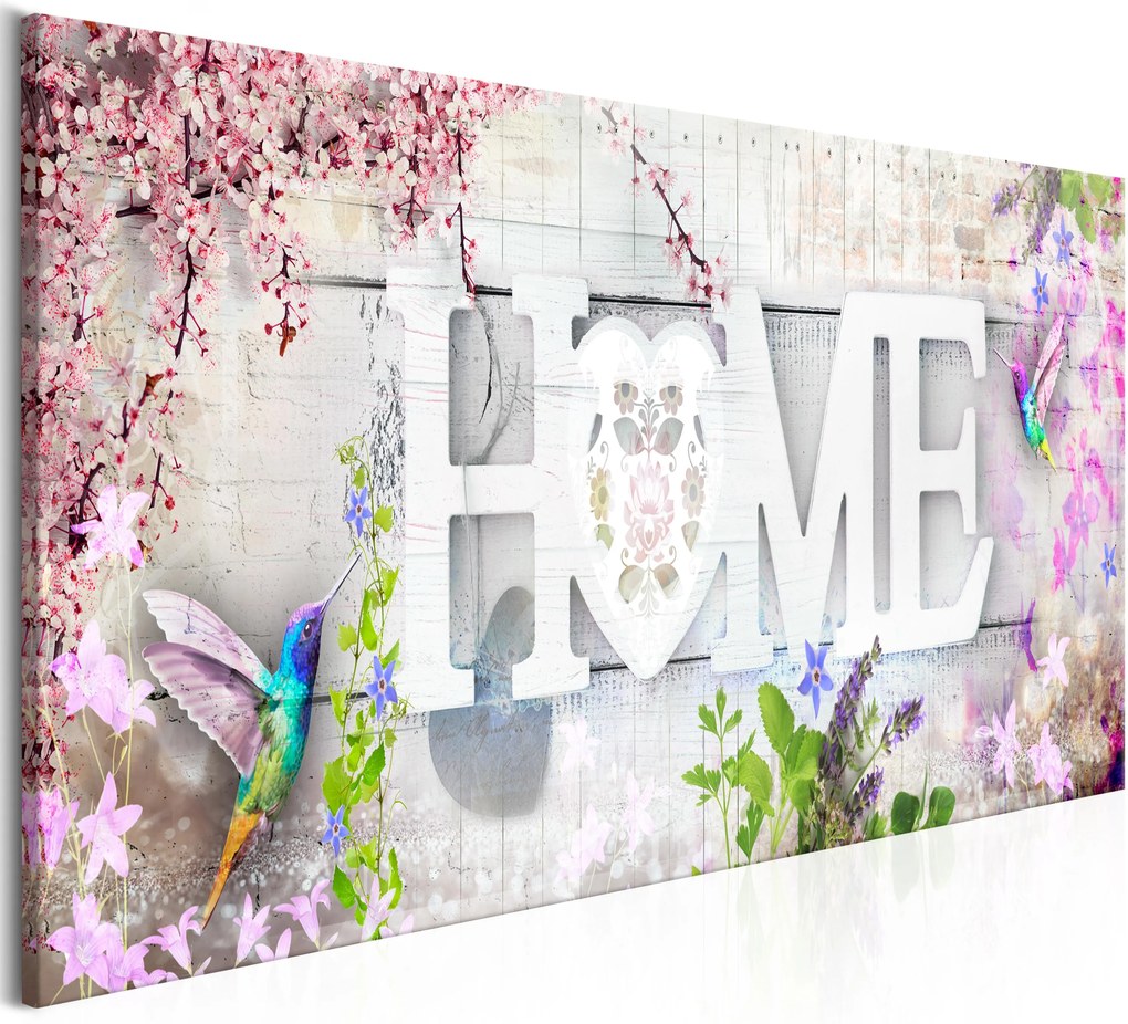 Obraz - Home and Hummingbirds (1 Part) Pink Narrow 120x40