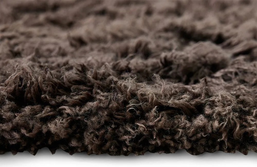 Hnedý nadýchaný vlnený koberec Fluffy rug espresso - 200*300 cm