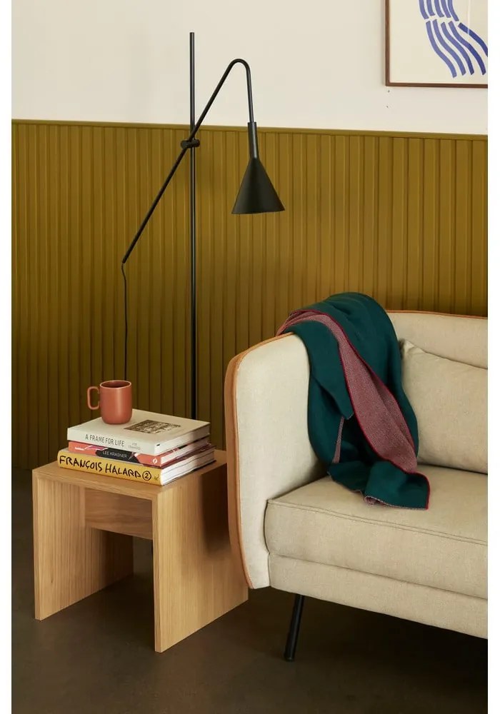 Fialovo-zelený bavlnený pléd Hübsch Cozy, 130 x 200 cm