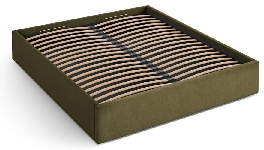 Zelená čalúnená dvojlôžková posteľ s úložným priestorom/bez čela s roštom 200x200 cm Susan – Micadoni