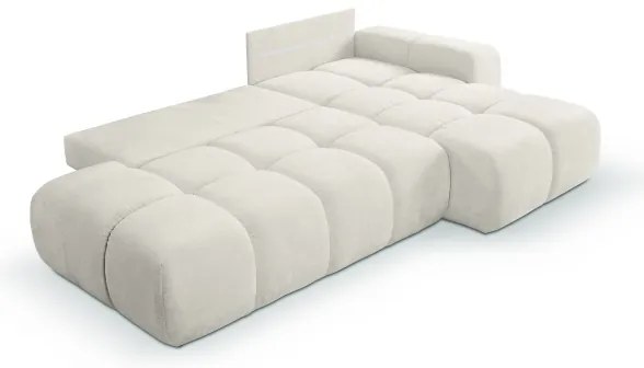 Rozkladacia rohová čalúnená sedacia súprava s úložným priestorom do L ALMADA pravá béžová