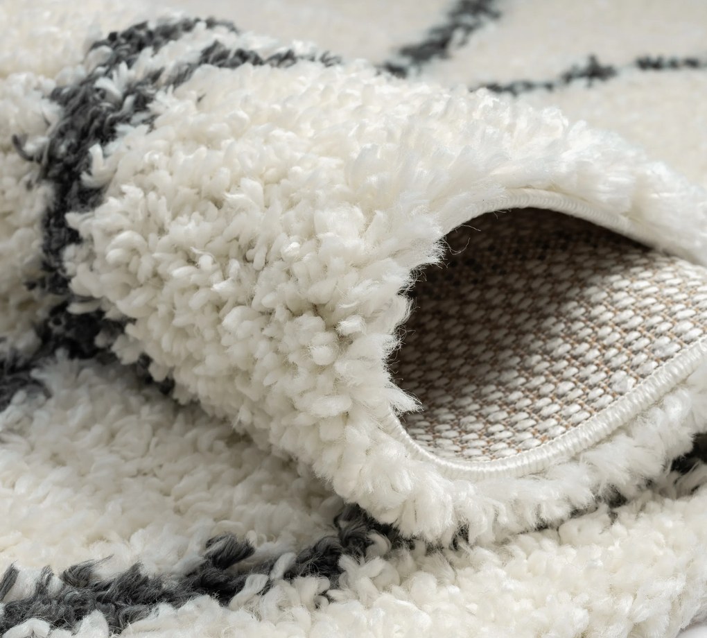 Behúň My Shaggy Raute creme, 80x250, čiernobiela, chodba / predsieň, My Flair