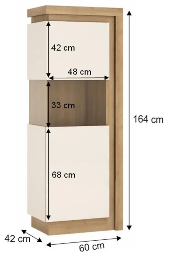 Tempo Kondela Vitrína LYOV01P, dub riviera/biela s extra vysokým leskom, LEONARDO
