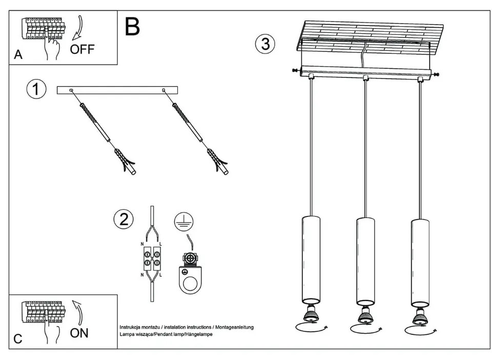 Krémové závesné svietidlo Castro – Sollux