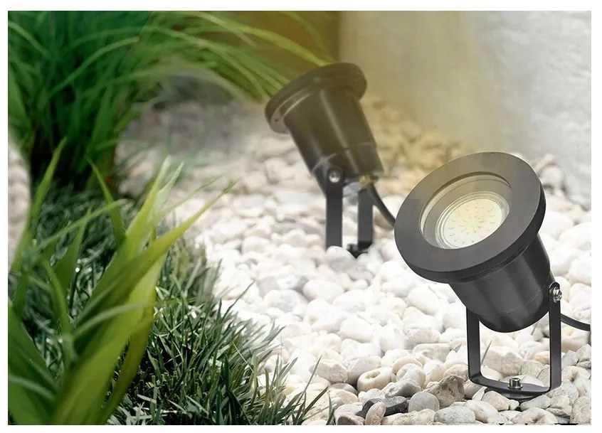 BERGE LED záhradná lampa - vstavaný reflektor GU10 - IP65 - čierna