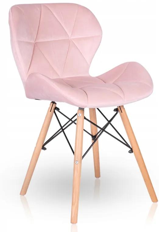 Jedálenská stolička SKY ružová - škandinávsky štýl