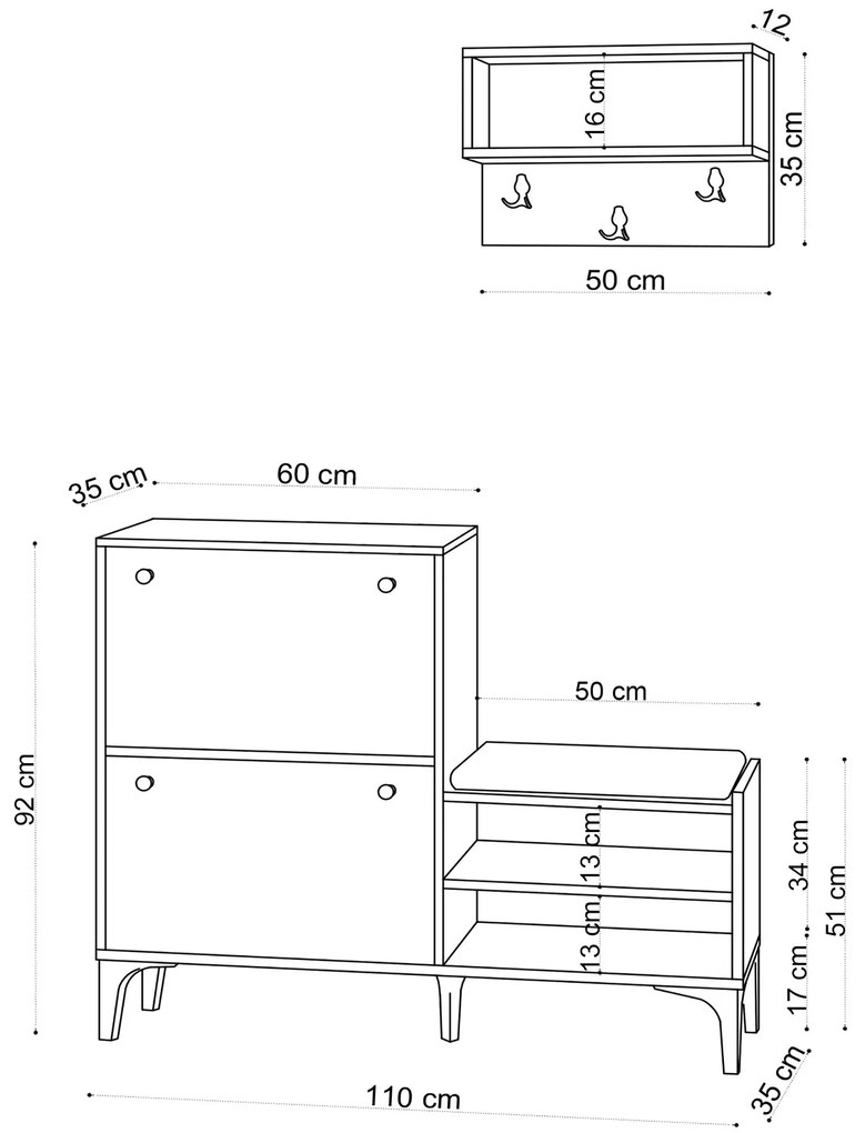 Predsieňová zostava Aliex 6 (Biela + Čierna). Akcia -19%. Vlastná spoľahlivá doprava až k Vám domov. 1073371