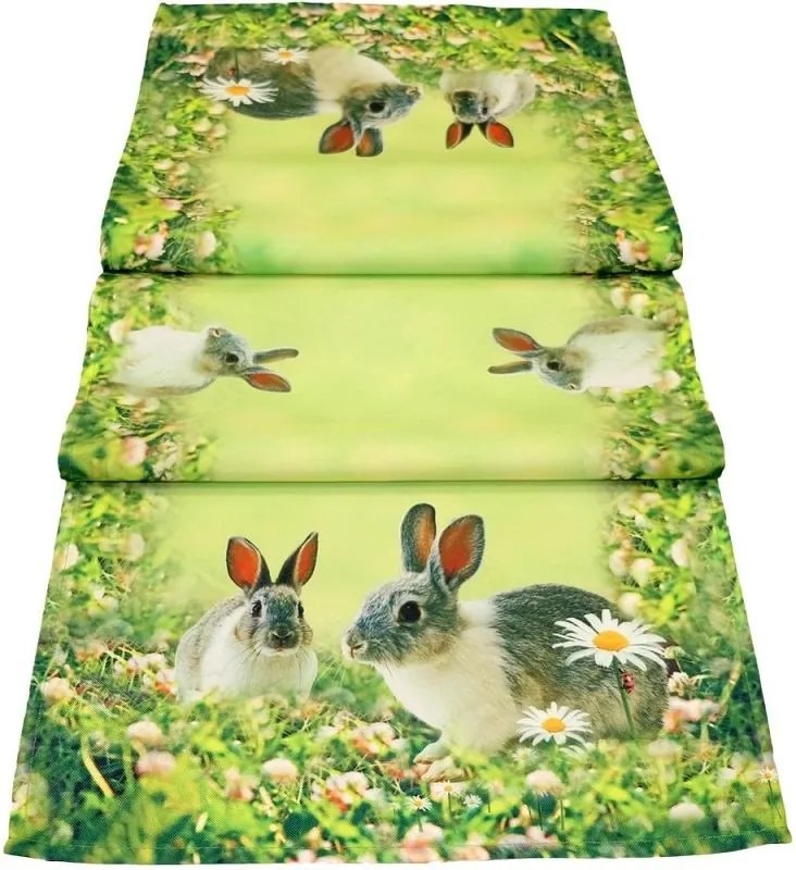 Veľkonočný obrus Jarné zajace 40 × 90 cm