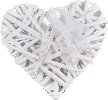 Dekorácia Prútené srdce 15x15 cm, biele%