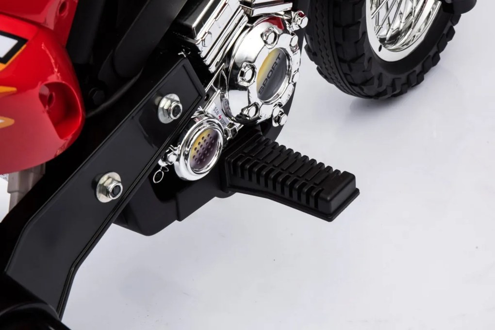 Ramiz Detská motorka Cross na batérie červená + pomocné kolieska + LED zvuky