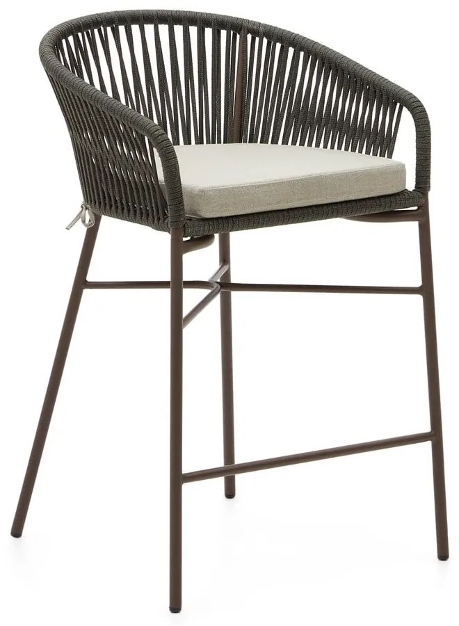 Zelená kovová/polstrovaná záhradná barová stolička Yanet – Kave Home