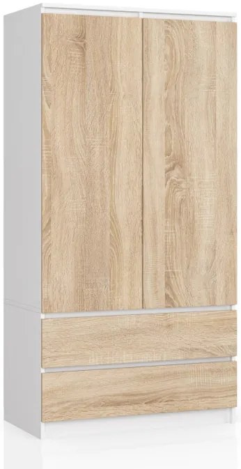 Skriňa S 90 cm 2D 2SZ CLP biela / sonoma