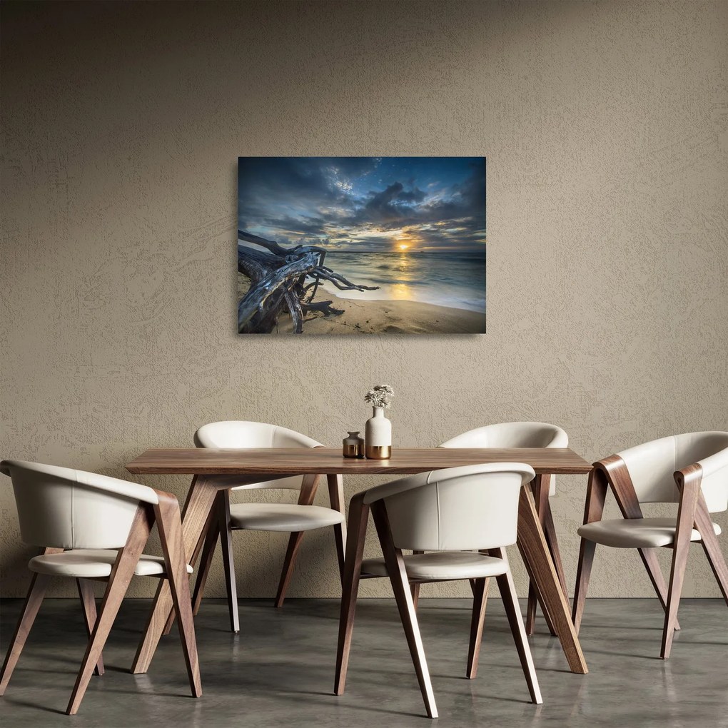 Sklenený obraz mora pri západe slnka (70x50 cm)