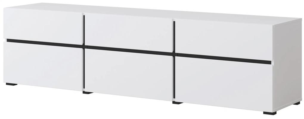 TV skrinka Cross 41 so zásuvkami 180 cm - biela / čierny