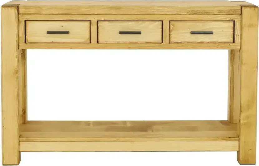 Moderný drevený konzolový stolík s 3 zásuvkami a poličkou 119x35x75 cm