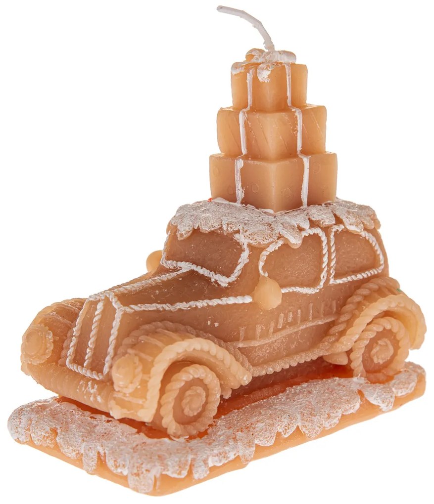 Vianočná sviečka z prírodného vosku Auto s darčekmi, 11 cm, 11 cm
