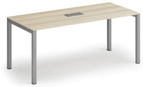 Stôl SQUARE 1800 x 800 x 750, dub prírodný + stolová zásuvka TYP II, strieborná